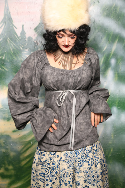 Classic Blouse w/ long sleeve in Gray Marble - Day 1 of 12 Days of Christmas