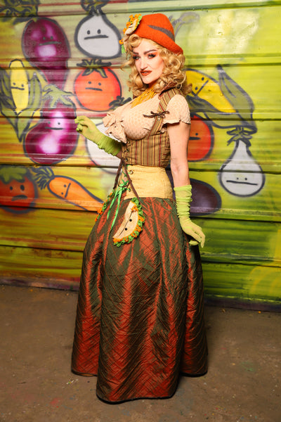 Tulip Skirt in Two Tone Tangerine & Green Pintuck - "Taco Monday! Celebrating 22 Years of Damsel" (Copy)