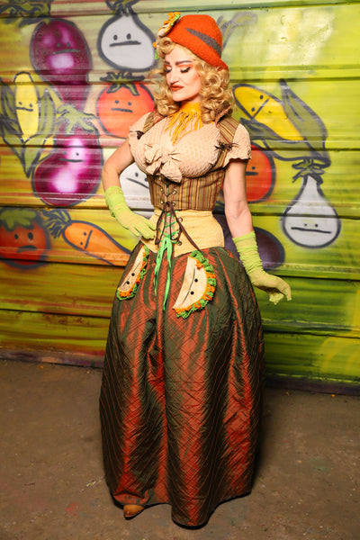 Tulip Skirt in Two Tone Tangerine & Green Pintuck - "Taco Monday! Celebrating 22 Years of Damsel" (Copy)