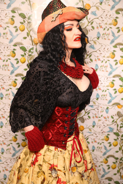 Petite Wench in Crimson Diamond Upholstery - The Wandering Minstrel Collection