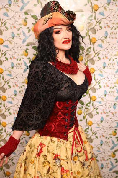 Petite Wench in Crimson Diamond Upholstery - The Wandering Minstrel Collection