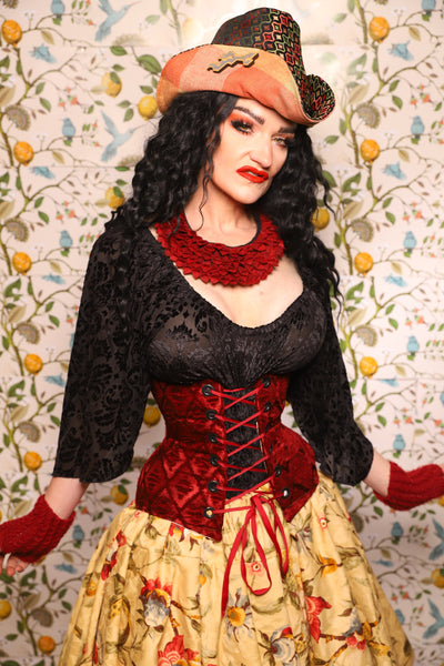 Petite Wench in Crimson Diamond Upholstery - The Wandering Minstrel Collection