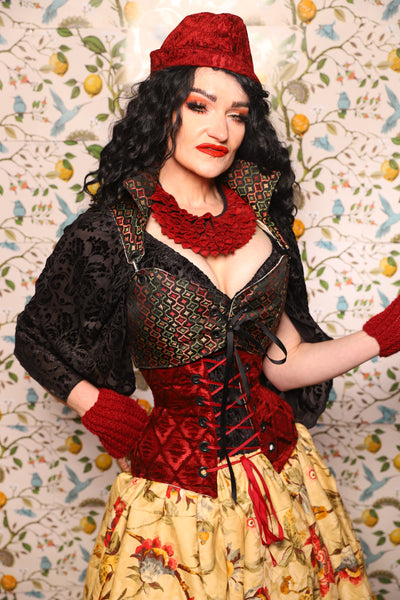 Cropped Courtier in w/Hardware in Troubadour Jacquard - The Wandering Minstrel Collection