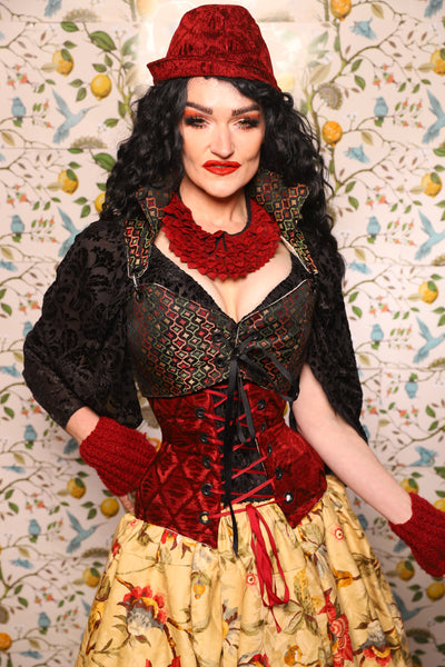 Cropped Courtier in w/Hardware in Troubadour Jacquard - The Wandering Minstrel Collection