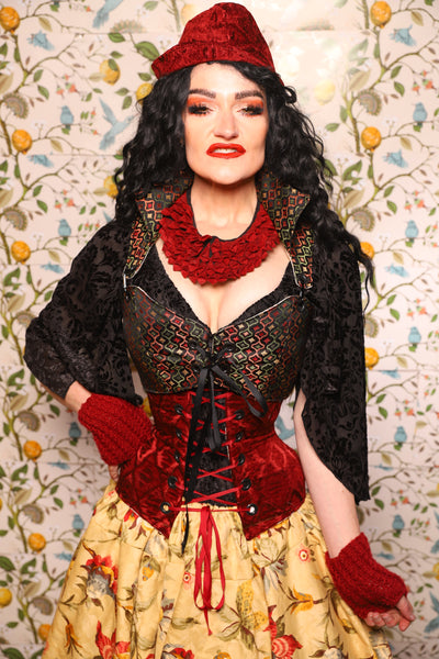 Garrison Hat w/Brim in Crimson Diamond Upholstery/ AND Garrison Hat w/Brim in Troubadour Jacquard - The Wandering Minstrel Collection