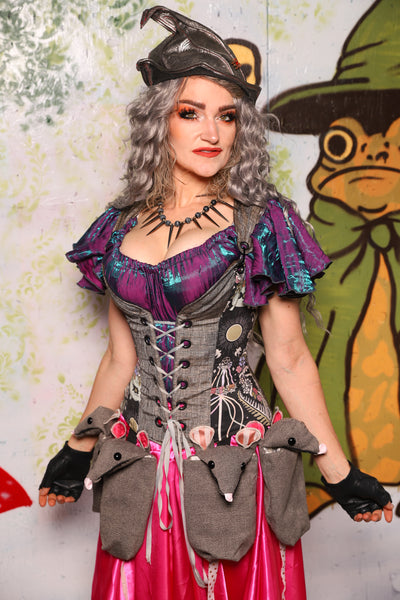 *FREE SKIRT INCLUDED!* Petite Courtier in Weathered Gray Canvas with Enchanted Oracle Panels *FREE SKIRT* - Spooky Saturday Part 2