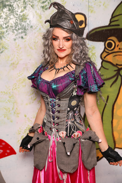 *FREE SKIRT INCLUDED!* Petite Courtier in Weathered Gray Canvas with Enchanted Oracle Panels *FREE SKIRT* - Spooky Saturday Part 2