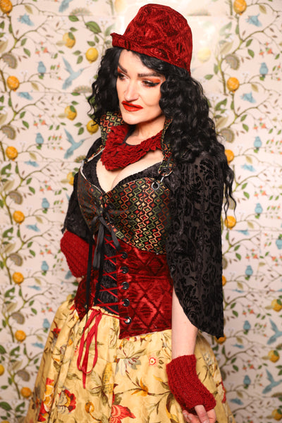 Cropped Courtier in w/Hardware in Troubadour Jacquard - The Wandering Minstrel Collection