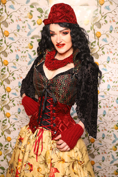 Cropped Courtier in w/Hardware in Troubadour Jacquard - The Wandering Minstrel Collection
