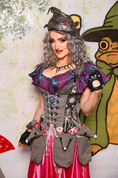 *FREE SKIRT INCLUDED!* Petite Courtier in Weathered Gray Canvas with Enchanted Oracle Panels *FREE SKIRT* - Spooky Saturday Part 2