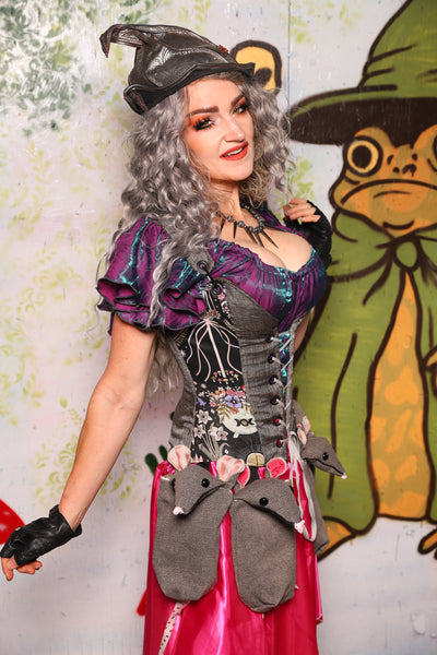 *FREE SKIRT INCLUDED!* Petite Courtier in Weathered Gray Canvas with Enchanted Oracle Panels *FREE SKIRT* - Spooky Saturday Part 2