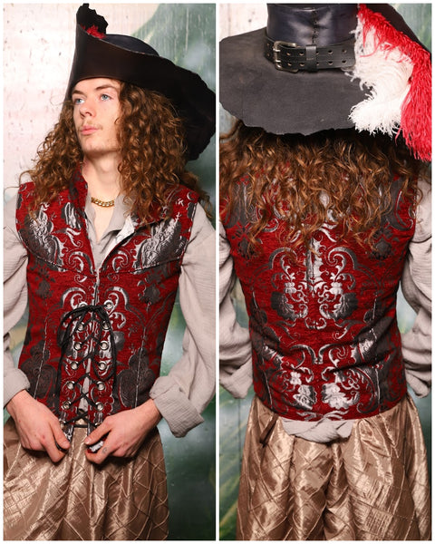 Men's Flynn Vest in Crimson & Silver Medallion - Day 2 of 12 Days of Christmas