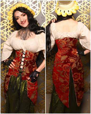 19. Siren Corset w/pockets in Autumn Floral Damask - The “Pick Pocket Princess” Collection