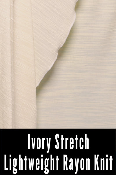 Classic Blouse w/Waterfall sleeves in Ivory Stretch Lightweight Rayon Knit - FriYAY Restock!