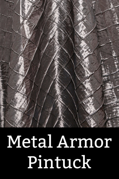 42. Tulip Skirt in Metal Armor Pintuck - The Sapphire Séance Collection