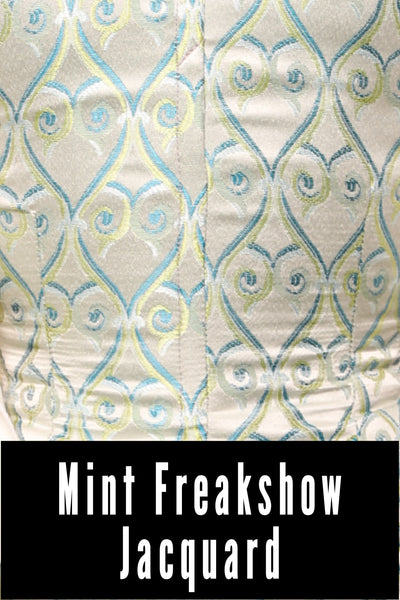 30. Vixen Underbust Corset in Mint Freakshow Jacquard - The World of Laughter and Hopes Collection