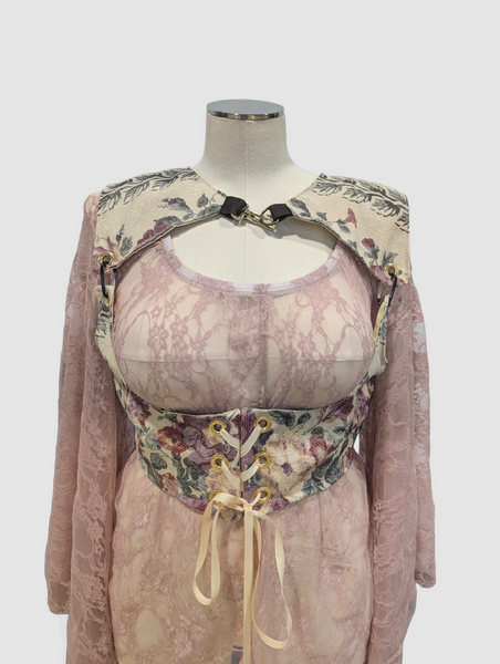 Cropped Vixen w/Hardware in Vanilla Velvet & Cropped Vixen w/Clasp in Camila Floral - The "Peony Petals" Collection