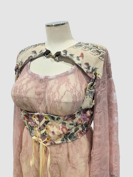 Cropped Vixen w/Hardware in Vanilla Velvet & Cropped Vixen w/Clasp in Camila Floral - The "Peony Petals" Collection