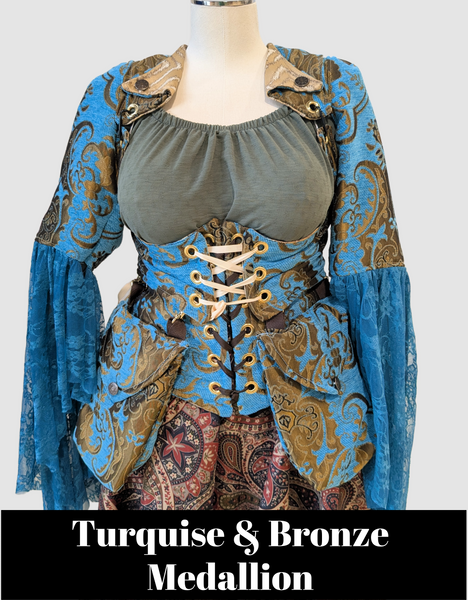 Set of Pockets in Turquise & Bronze Medallion - The "Fairy Flea Market" Collection