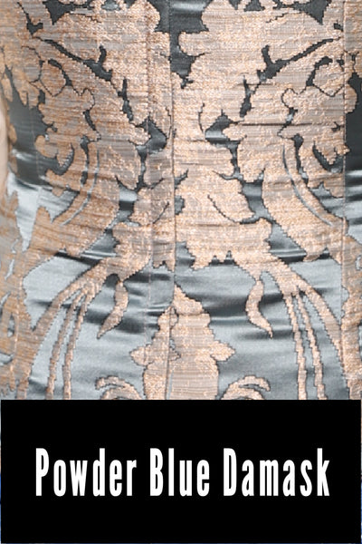 01. Artemis Underbust Corset in Powder Blue Damask - The World of Laughter and Hopes Collection