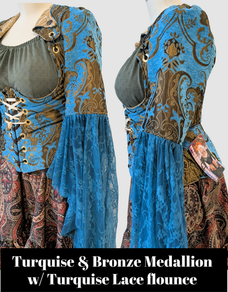 Detachable Flounce Sleeves in Painted Dunes w/ Flounce in Clear Water Pintuck - The "Fairy Flea Market" Collection