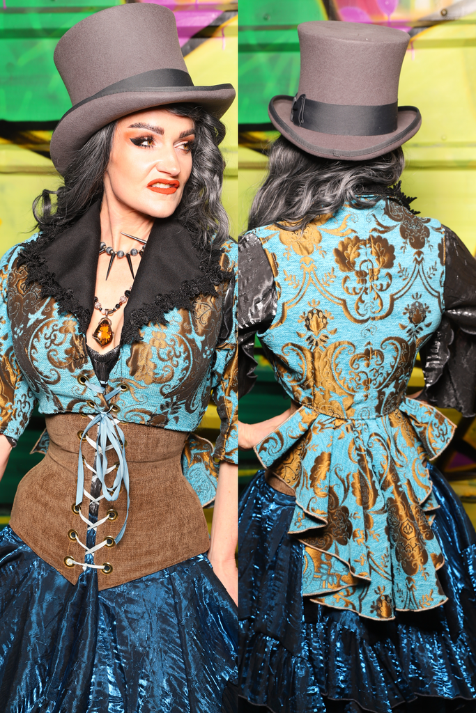 Wren Overbust Vest in Turquoise & Bronze Medallion - The Wrenfaire Collection