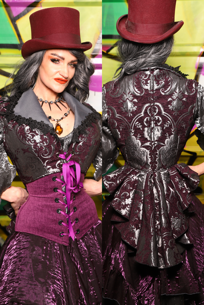 Wren Overbust Vest in Plum and Silver Medallion - The Wrenfaire Collection