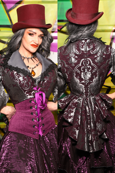 Wren Overbust Vest in Plum and Silver Medallion - The Wrenfaire Collection