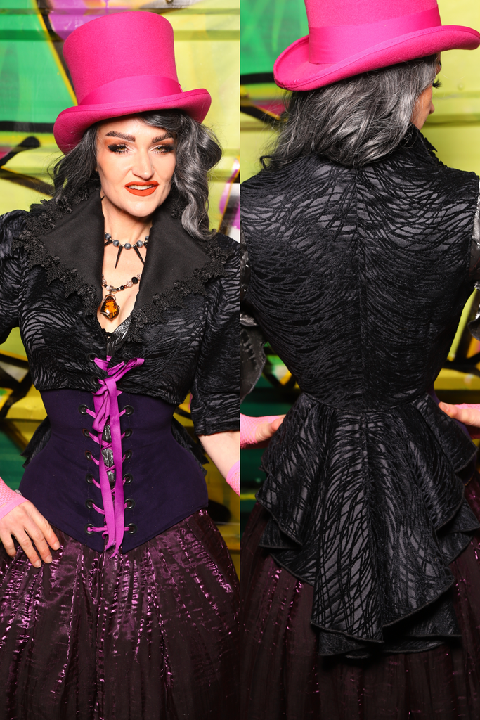 Wren Overbust Vest in Black Tendrils - The Wrenfaire Collection