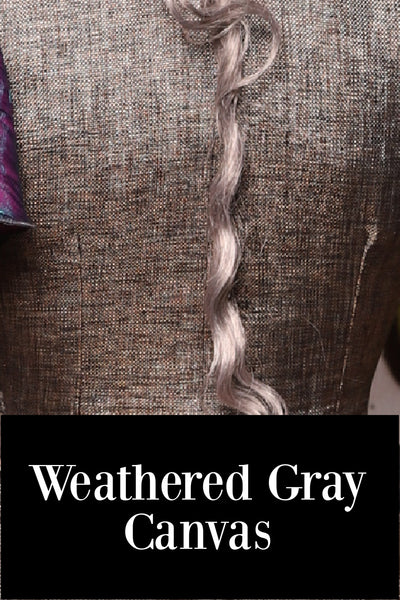 Petite Wench Corset in Weathered Gray Canvas w/ Blue Laurel Front Panels - Spooky Saturday Part 3