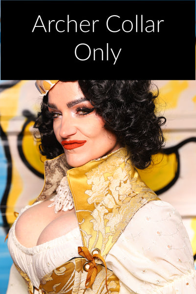 Detachable Archer Collar Straps in Belle Gold Damask - "Wakey Wakey Eggs & Bakey" Collection
