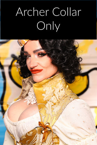 Detachable Archer Collar Straps in Belle Gold Damask - "Wakey Wakey Eggs & Bakey" Collection