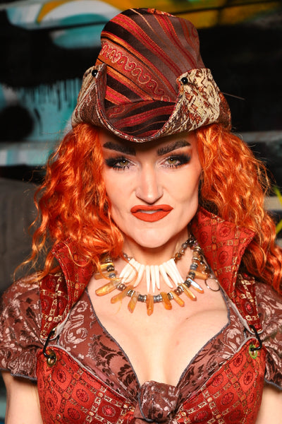 Cowboy Hat in Rust & Rum Stripe - The "Ensembled in Embers" Collection