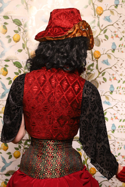 Cowboy Hat in Crimson Diamond Upholstery - The Wandering Minstrel Collection