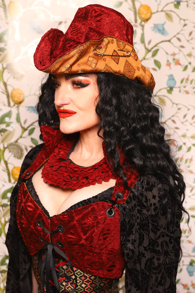 Cowboy Hat in Crimson Diamond Upholstery - The Wandering Minstrel Collection