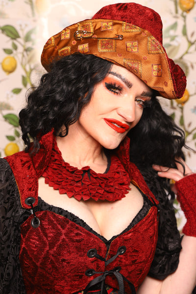 Cowboy Hat in Crimson Diamond Upholstery - The Wandering Minstrel Collection