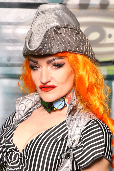 Cowboy Hat in Silver Snake - The Gilded Galaxy Collection