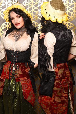 12. Cropped Vixen w/hardware *AND POCKETS* in Pitch Black Medallion - The “Pick Pocket Princess” Collection