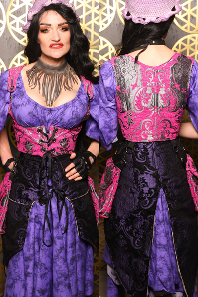 Cropped Vixen w/hardware *AND POCKETS* in Pink and Silver Medallion - The “Pick Pocket Princess” Collection