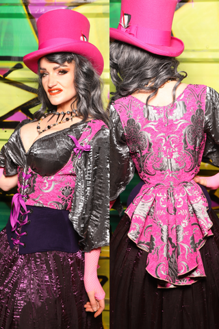 Cropped Vixen w/Wren Tail in Pink and Silver Medallion - The Wrenfaire Collection
