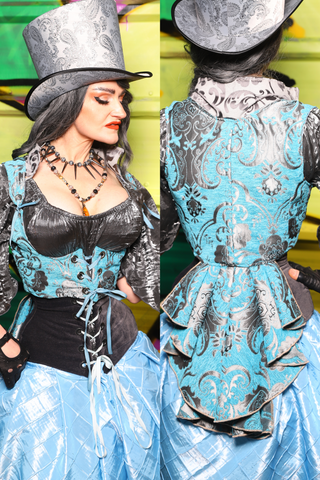 15. Cropped Vixen w/Wren Tail in Turquoise and Silver Medallion - The Wrenfaire Collection