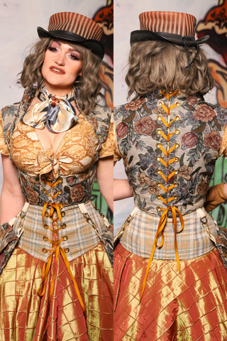 Duality Cropped Corset w/Back Lacing in Ambrosial Floral - The Forest Fables Collection