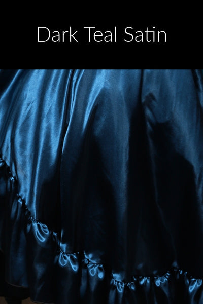 60. Straight Front Skirt w/ruffle in Glacial Kiss/Straight Front Skirt w/ruffle in Dark Teal Satin - The "Love at Frost Sight" Collection