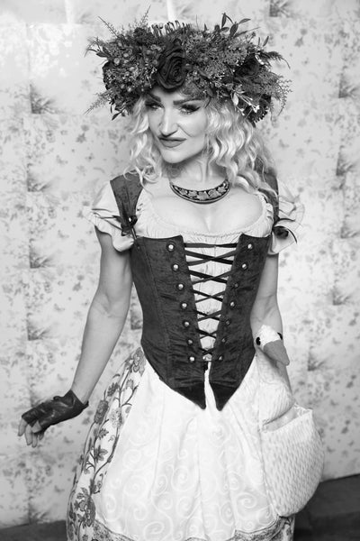 25. Elizabethan Corset in Blue Troubadour Jacquard - Oktoberfest Sets Collection