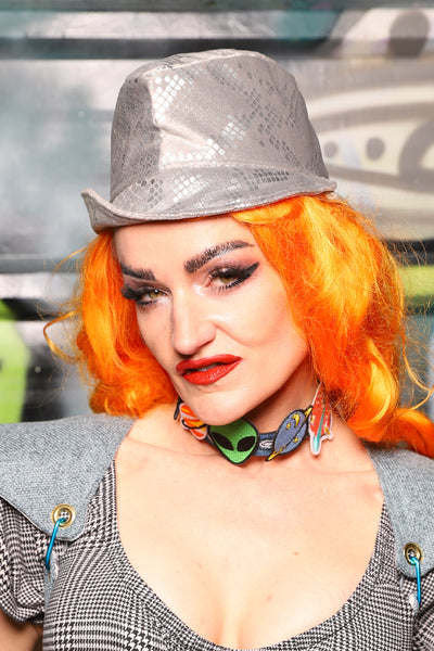 Garrison Hat w/Brim in Silver Snake - The Gilded Galaxy Collection