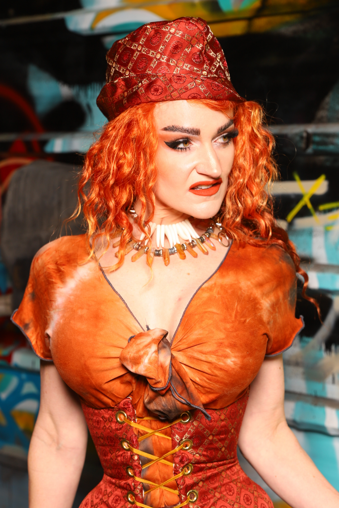 Garrison Hat w/Brim in Persimmon Square - The "Ensembled in Embers" Collection