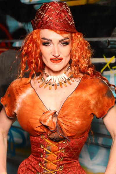 Garrison Hat w/Brim in Persimmon Square - The "Ensembled in Embers" Collection