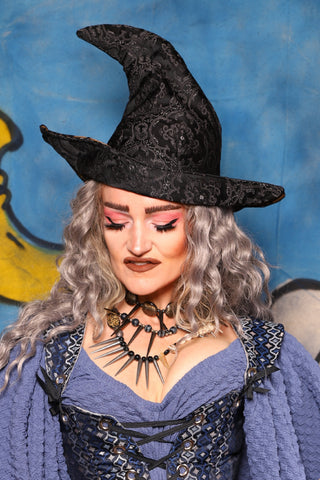 49. Crooked Witch Hat in Black Filigree - The Sapphire Séance Collection