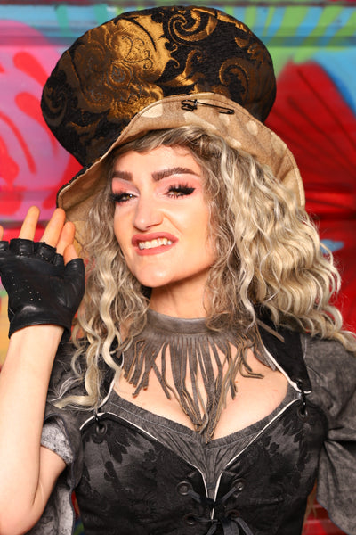 Mad Hatter Hat in Black and Gold Medallion - Day 7 of 22 Days of Damsel
