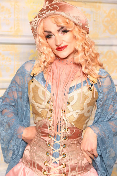Cropped Courtier Corset in Gold Celtic Knot *PLEASE order by BUST Measurement, NOT waist!* - Surprise Sale!
